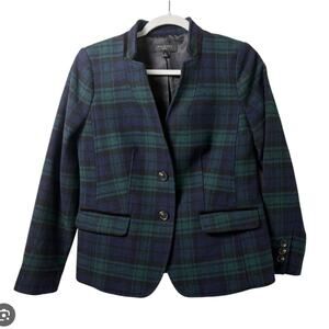 Talbots Black Watch Velvet-Trim Wool Blazer 12P NWT